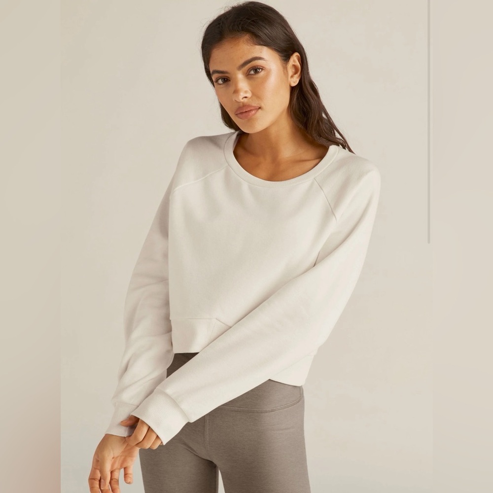 Beyond Yoga Uplift Cropped Pullover XL NWT LuxeFleece Ivory